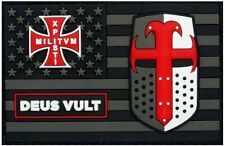 Xpisti Militvm Deus Vult USA Flag Templar Knight Patch [3D PVC Rubber -XM1] picture