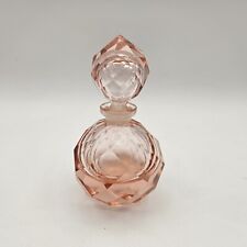 Vtg IRice Pink Rose Hand Cut Faceted Crystal Perfume Bottle Glass Japan I W Rice picture