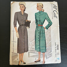Vintage 1940s McCall 7030 Button Front Belted Shirtdress Sewing Pattern 14 UNCUT picture