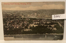 EARLY WHEELING ISLAND WV BIRD’S EYE VIEW MANY BUSINESSES BUILDINGS RARE POSTCARD picture