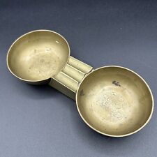 Vintage Brass Trinket Double Bowls Incense Ashtray Etched Center Dish Gold picture