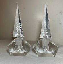 pair of vintage hand cut Japanese pagoda crystal glass figural perfume bottles picture