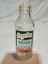 Rare Vintage Sugarine Glass Bottle With Intact Label 5in Collectible picture