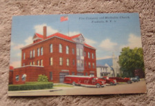Fredonia NY New York Fire Trucks Department Building Methodist Church Postcard picture