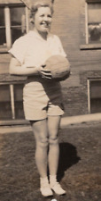 3U Photograph 1930's Beautiful Blonde Pretty Woman Holding Basketball 1936 picture