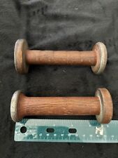 Lot of 2 vintage 4.5 Industrial Textile Wooden Spools picture