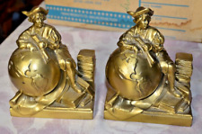 Vintage PM Craftsman Brass Columbus Bookends - Excellent Condition picture