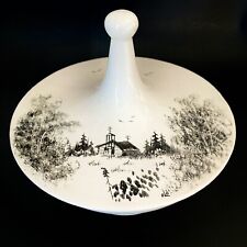 Vintage BERING SEA ORIGINALS Covered Dish w/Lid Hand Painted In Alaska Farm Barn picture