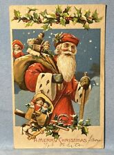 Antique Germany Postcard Santa Claus  Circa 1908 One Cent Stamp Ben Franklin  picture