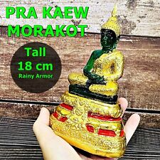 Seated Emerald Buddha Statue Meditation Magic Green Gold Rainy Thai Amulet 17242 picture