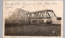 VANCOUVER WASHINGTON COLUMBIA RIVER BRIDGE real photo postcard rppc wa antique picture