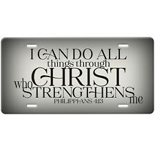 Philippians 4:13-I Can Do All Things Christian License Plate-Black-Black/Cream picture
