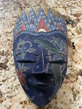 VTG. Hand Painted COLORFUL INDONESIAN CARVED WOODEN FACE MASK Sculpture Statue picture