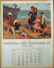 Dayton, OH 1917 Advertising Calendar/Poster w/St. Bernard Dog - Fire Insurance picture