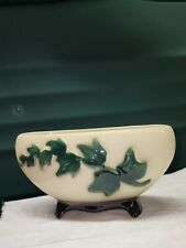 Vtg MCM 1950's Royal Copley Ivy Planter Vase Footed Oval Green on Cream 7 1/4