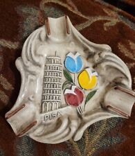 Cute Vtg  Leaning Tower Of PISA colorful flowers Italy Ashtray  picture