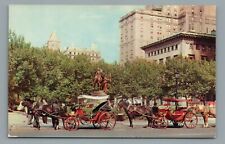 Horse Drawn Carriages on 59th Street New York City Postcard picture