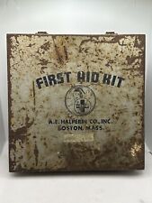 Vintage A.E. Halperin Co. First Aid Kit Boston MA Full Original Supplies picture