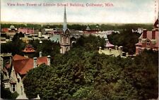 Postcard View From Tower of Lincoln School Building in Coldwater, Michigan picture