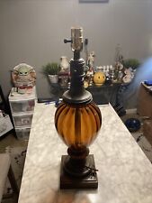 MCM Hand Blown Vintage Amber Glass Tear Drop Table Lamp Tested picture