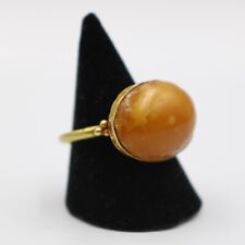 Lovely Ancient Roman Solid 20K Gold Ring With Genuine Old Amber Cabochon Insert picture