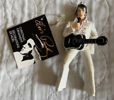 Elvis Presley Christmas Ornament White Glitter Suit Singing with Guitar picture