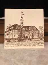 The Colonial Capital, Made In USA 6x6 Ceramic Tile Trivet CORK Back picture