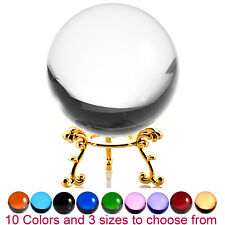 Crystal Ball Sphere for Feng Shui, Meditation, Decor, with Golden Flower Stand picture