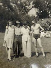 1930s Shirtless Snapshot Photo Bulge Vintage Gay Interest Trimmed Photograph picture