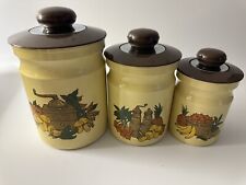 Vintage Metal Kitchen Nesting Canisters, Set of 3 picture