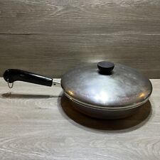 Vintage 9 inch Revere Ware 1801 Skillet Frying Pan Copper Bottom w/ Lid, Rome NY picture
