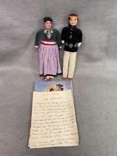 VINTAGE 8 1/2 INCH CLOTH NATIVE AMERICAN DOLLS WOMAN & MAN picture