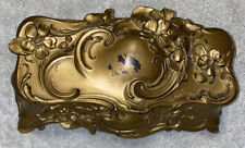 Antique Art Nouveau Gilded Golden Brass Jewelry Storage Box 9