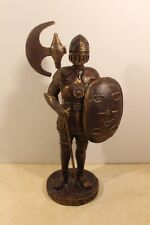Vintage Brass Victorian Knight Figurine Armour Shield Cast Brass Sculpture 8” picture