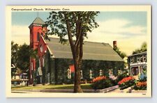 Postcard Connecticut Willimantic CT Congregational Church 1940s Linen Unposted picture