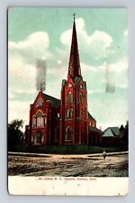 Canton OH-Ohio, St. Johns Roman Catholic Church, Boy, Vintage c1908 Postcard picture