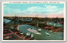 Postcard NY New York City Queensboro Bridge And Blackwell's Island WB A1 picture