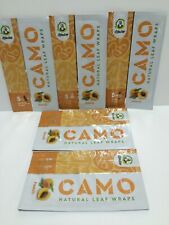5 PACKS of CAMO NATURAL LEAF WRAPS - PEACH - 25 SHEETS HERBAL CHAMOMILE MATE picture