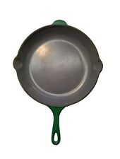 Le Creuset #26 Enamel Cast Iron Skillet Emerald Green Double Spout 10½ Inch picture