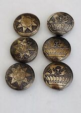 Lot Of 6 Vintage Native American Navajo Sterling Silver Stamped Button Covers picture