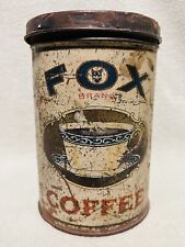 Antique 1 LB Fox Coffee Tin Fox Grocery Co. Charleroi PA & Uniontown PA RARE picture