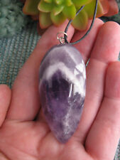 NEW XLARGE CHUNKY NATURAL BRAZILIAN CHEVRON AMETHYST CRYSTAL FACETED PENDANT picture