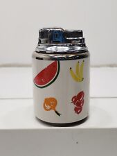 Ronson Table Lighter Ceramic Fruits Pattern Chrome Silver 1950s 60s Vintage picture