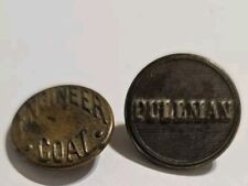 2 Vintage Original RAILROAD UNIFORM BUTTONS ENGINEER AND PULLMAN Coat Clothing  picture