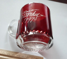 Antique 1897 historic Ruby clear pattern glass MUG CUP PETOSKEY CORINNE  picture