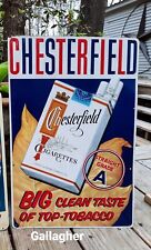 Very rare version Chesterfield Cigarettes Embossed Metal Sign 11-1/2 × 17-1/2 picture