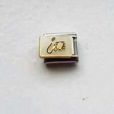 Blood pressure cuff on white enamel 9mm stainless steel Italian charm link new picture
