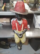 Antique Concrete Fishing Boy Statue With Base. African American Americana 1920s picture