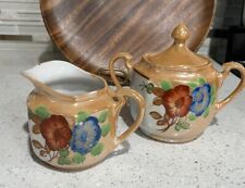 Vintage Chikaramachi Japan Hand Painted Creamer & Sugar Bowl with Lid picture