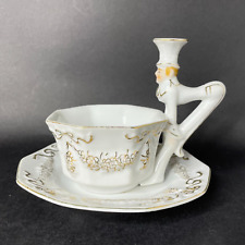 Vintage 1930's MEPOCO Tea Cup Saucer VICTORIAN LADY AND BUTLER Bridegroom JAPAN picture
